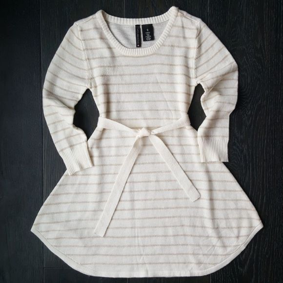 Miss Understood Other - Miss Understood Girls Striped Belted Sweater Dress